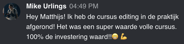 Cursist deelt review en ervaring met de online Cursus Videografie van Matthijs de Deugd