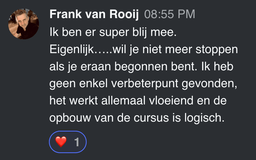 Cursist deelt review en ervaring met de online Cursus Videografie van Matthijs de Deugd